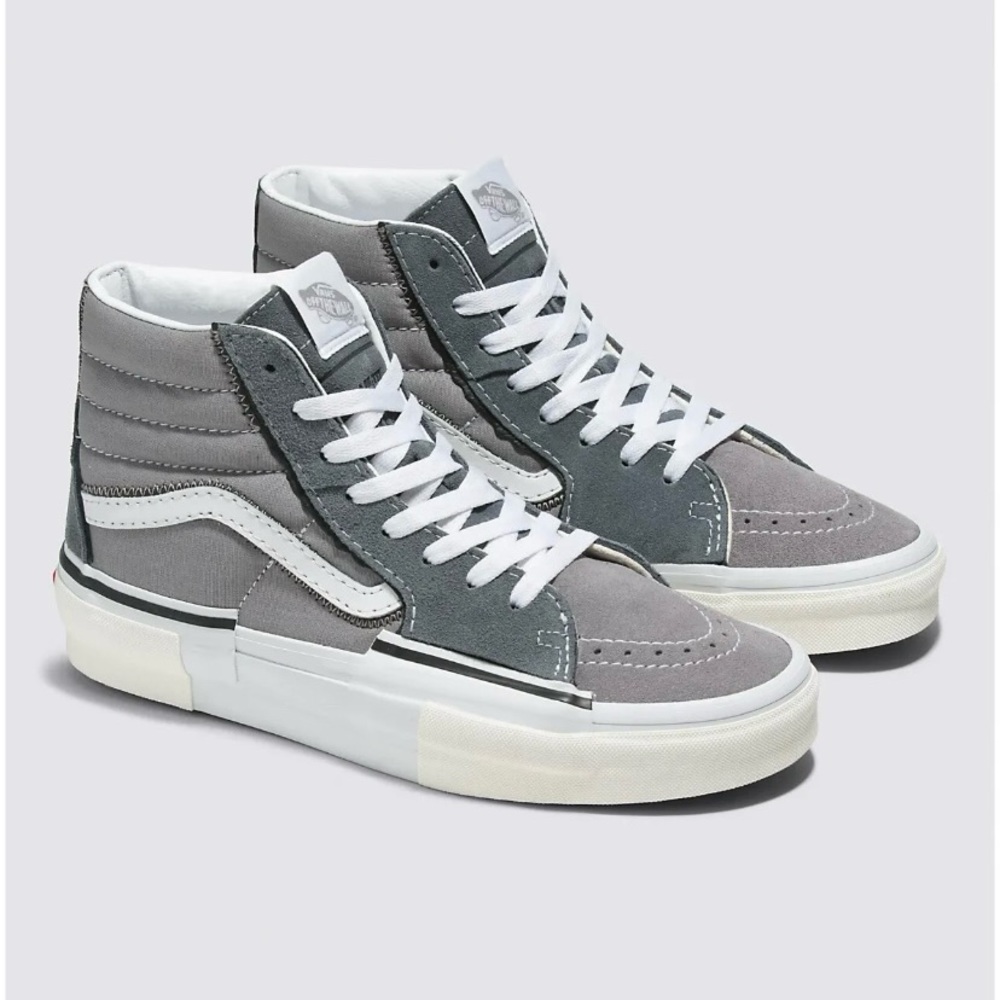 New~~Vans SK8 High Gray Canvas Leather Men’s Size 6.5 or W’s Size 8~~High Top 🩶